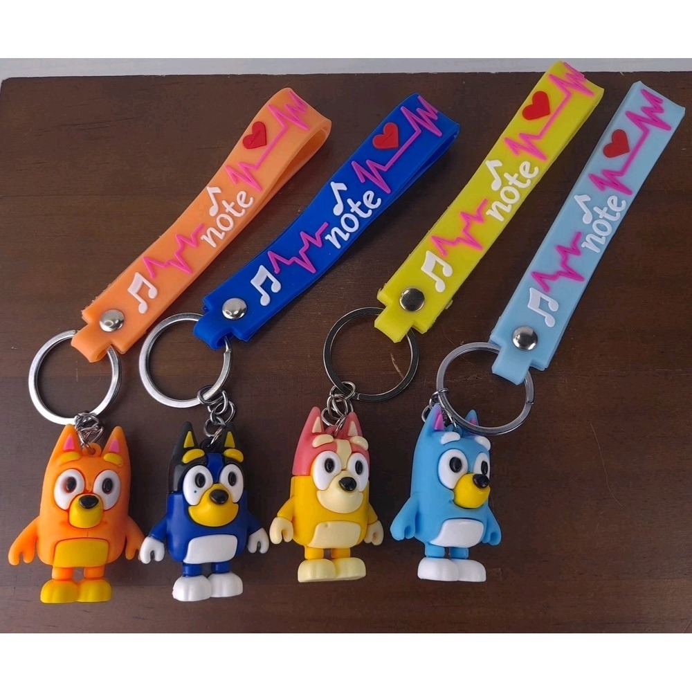 Bluey Bingo Mum Dad Set Of 4 PVC Keychains Wristlet